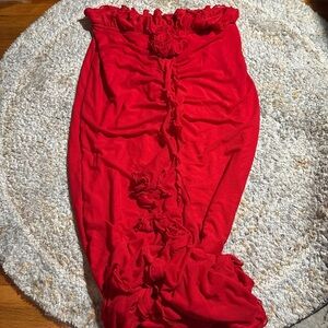 SHEIN Red Ruffle Maxi Skirt